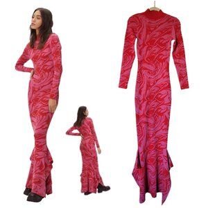 Nasty Gal Collection Marble High Neck Midi Knitted Dress